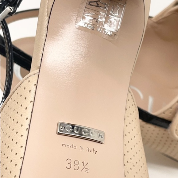 Gucci New in Box GG Skin Rose Perforated Leather Heels - Picture 8 of 16